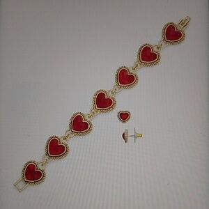 Napier Gold and Red Heart Jewelry Set